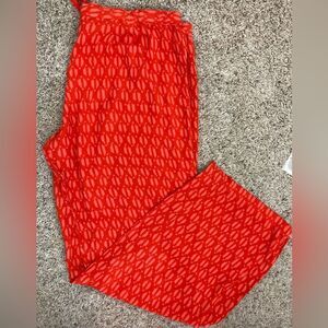 Natori Red and Pink Ikat lounge or pj bottoms w/ drawstring and elastic waist